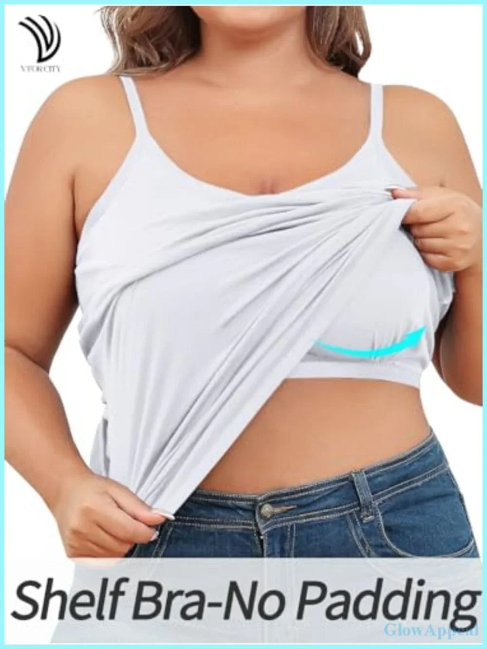 Unpadded Shelf Bra Camisole Plus Size Cotton Scoop Neck